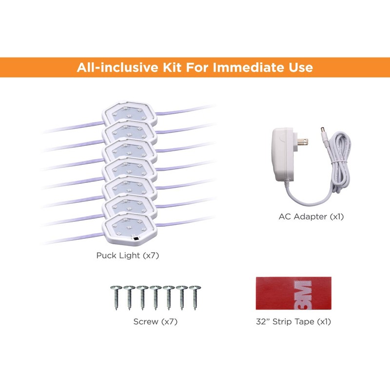 BLACK+DECKER 7-Pack LED Puck Light Kit, Warm White (LEDUC-PUCK-7WK)