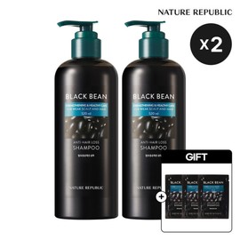 Nature Republic Black Bean Hair Loss Symptoms Improvement Shampoo (2 520ml) + Shampoo 30ml (Free) / 네이처리퍼블릭 블랙빈 탈모 증상 개선 샴푸 520ml 2개+샴푸 30mL 증정