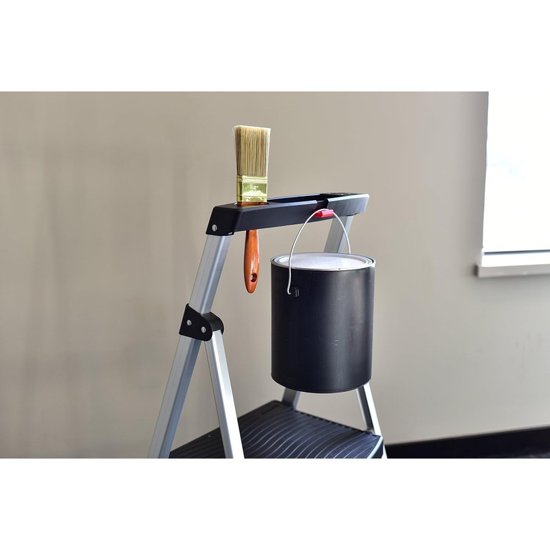 Rubbermaid 2-Step Ladder, Aluminum Lightweight Folding Step Stool with Project