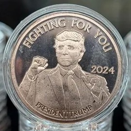1 oz 2024 Trump Fighting For You copper in a flip