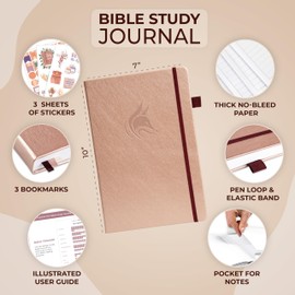 Clever Fox Bible Study Journal Large – Church Notes Notebook – Note Taking & Journaling Kit – Faith Based Religious Accessories, 7x10” (Rose Gold)