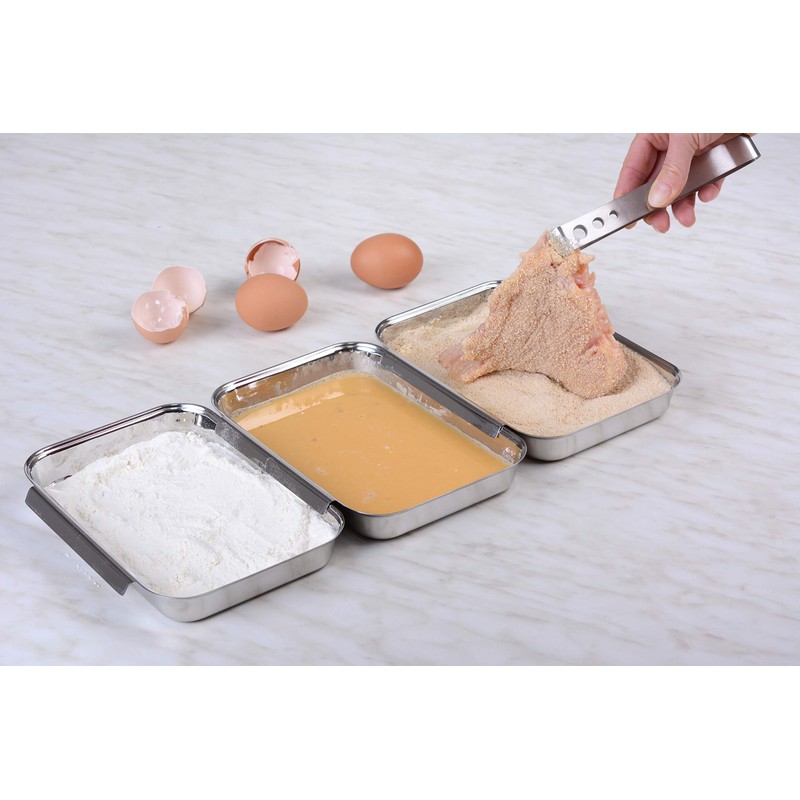 GRÄWE Breading Set, 4 Pieces, 3 x Stainless Steel Bowls