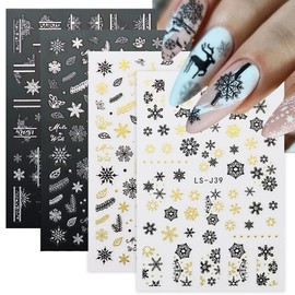 Snowflake Nail Art Stickers 3D Acrylic Sticker Nail Decals Luxurious White Sliver Gold Snowflake DIY Christmas Manicure Foils Decor New Years Party Nail Art Supplies for Acrylic Nail Art, 8 Sheets