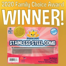 Premium Stainless Steel Metal Comb for Dogs and Cats | Detangler Grooming Brush for Pets with Short and Long Hair | Removes Knots, Tangles, Matted Fur and Knotted Hair