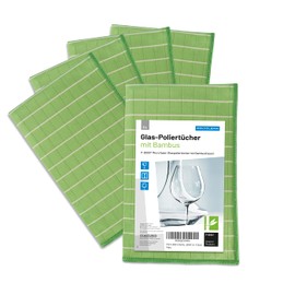 POLYCLEAN 5 x Bamboo Cloth, Glass Polishing Cloth with Bamboo Fibres, Window Cloth for Glass and Windows, Streak-Free Drying Cloth (60 x 40 cm, Pack of 5)