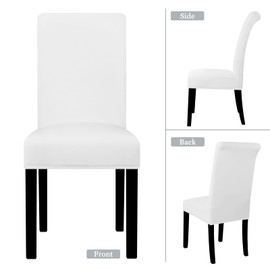 Lellen Dining Chair Covers Set of 6, Stretch Chair Covers Dining Chair Slipcovers Removable Washable Reusable Home & Kitchen Decor Protector Dining Room Chair Covers,White