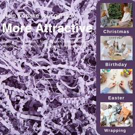 Nyvexon Crinkle Cut Paper Shred, Shredded Paper Filler for Gift Baskets, Box Stuffing for Christmas, Wedding, Birthday, Decoration and Packing, 4.5oz, Lavender