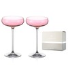 DIAMANTE Pink Champagne Cocktail Saucers Pair - Pink Coloured Crystal