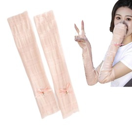 HAPVITAL Women's Lace Cooling UV Arm Cover Arm Cover Thin Arm Sleeve Fingerless Driving High Elasticity Summer Comfortable UV Protection Popular Sunscreen UV Protection Leg Cover Universal Size 52cm, Pink