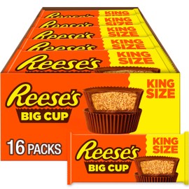 REESE'S Big Cup Milk Chocolate King Size Peanut Butter Cups, Candy Packs, 2.8 oz (16 Count)
