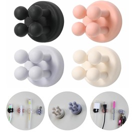 Mindful Design Razor Holder - 4Pcs Self Adhesive Silicone Toothbrush Holders Wall Mounted to Mirror for Shower Hanging Towel, Functional Waterproof Hook for Bathroom Kitchen Living Room Office