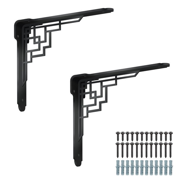 SUPERDANT 2Pcs 8.3x6.8 in Geometric Pattern Shelves Brackets Heavy Duty