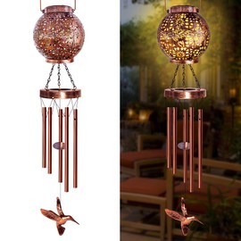 Wind Chimes for Outside 38" Solar Wind Chimes Outdoor Hummingbird Gifts for Mom Hanging Solar Lantern, Garden Decor for Patio Yard, Christmas Windchimes Outdoors Gifts for Women Grandma