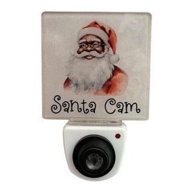 Black Santa Cam Christmas Nightlight New Blue White