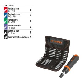 Juego De Desarmador Tipo Matraca, 26 Piezas Y Estuche