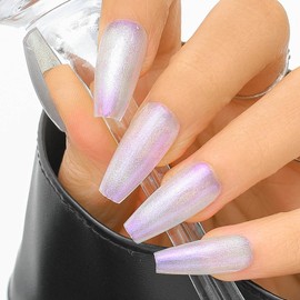 Sethexy Cat's Eye Colour Gradient Handmade Press On Nails Purple Long Coffin Shiny False Nails with Design 20 Pieces Full Cover Art False Nails for Women and Girls (1)