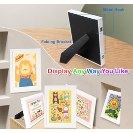 KARBRING 2-Pack Kids Art Frames, Front Opening Kids Artwork Frames Changeable, White Artwork Display Storage Frame for Wall, Holds 50 Pcs, for 3D Picture, Crafts, Hanging Art, Portfolio