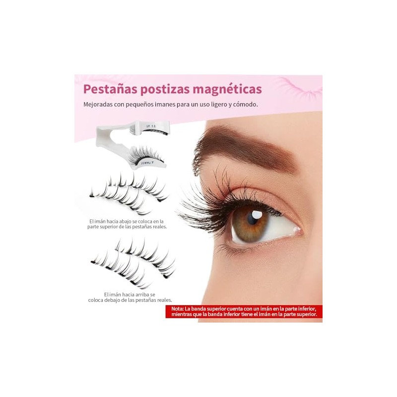 Kit de Pestañas Postizas Magnéticas,con Aplicador sin Pegamento y estuche