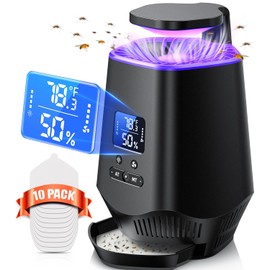 Fruit Fly Traps for Indoors, Smart Fly Trap Indoor Bug Zapper Gnat Traps for House Indoor with Temperature and Humidity Sensor, 10PCS Sticky Boards Black 01