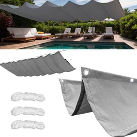 WRQIOO Retractable Wave Awning, 1.5 x 2 m Awning, Retractable Waterproof, UV Protection, Wave, Rollable Canvas, Adjustable Sun Sail with 3 Rope Tension Awning for Outdoor Use