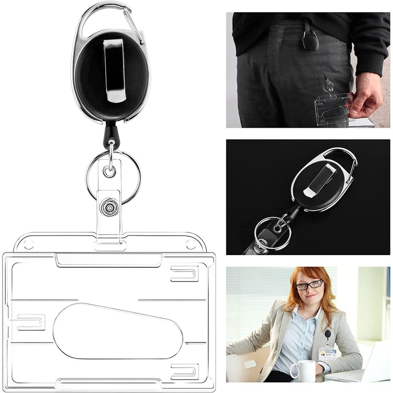 Llaveros Retráctiles de Alta con Funda para Tarjeta, 6 Pcs