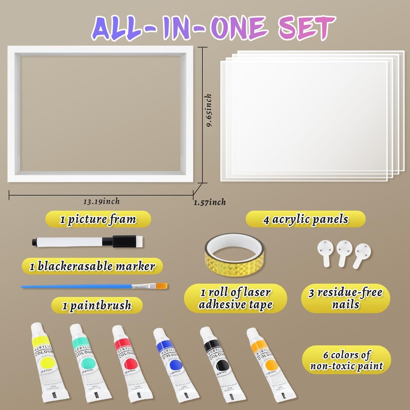 Hzorille Horizontal Family Handprint Kit 3D Floating Frame (White)