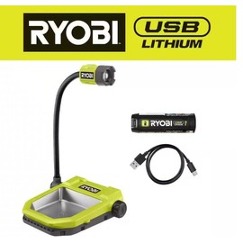 RYOBI USB Lithium Cordless LED Magnetic Tray Kit with 2.0 Ah USB Lithium Battery and Charging Cable