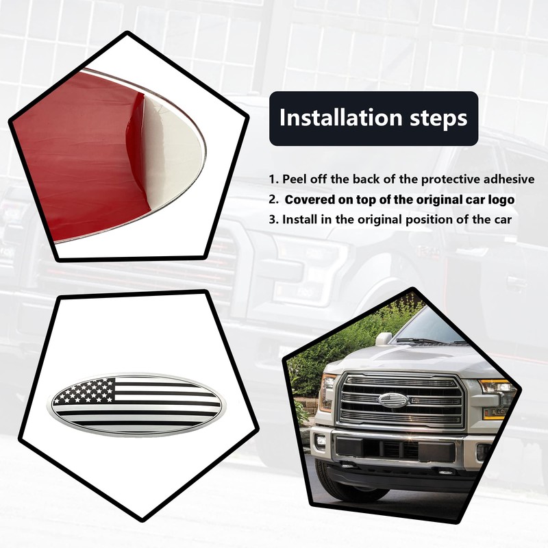 HHLOU 9.5 inch Overlay Emblem Front Grille Rear Tailgate Oval