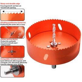 JINSHIBA 3-1/2 Inch Hole Saw, HSS Bi-Metal Hole Saws with Arbor Mandrel, Hex Shank Drill Bit, Hole Saw Kit Hole Cutter for Drilling Wood, Aluminum Profile, PVC, Metal, Plastic, 90mm