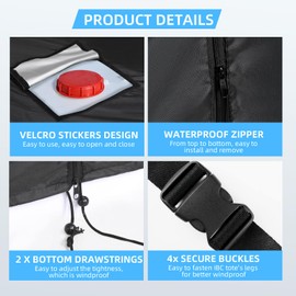 IBC Tank Cover 1000L, 420D Oxford Water Tank Tarpaulin 1000L Protective Cover for Water Tank Protective Cover Anti-UV Protective Tarpaulin Rain Water Tank Cover 120 x 100 x 116 cm Black