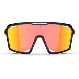 [HAAYOT] Sports Sunglasses, Men's, Women's, Road Bike Sunglasses, Cycling Glasses, TR90 Frame, MTB Goggles, Mountain Bike Glasses, Running, Fishing, Hiking, Matte Black & Red, matte black & red