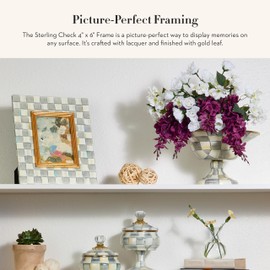 MACKENZIE-CHILDS Decorative Picture Frame, 4" x 6", Gray-and-White Sterling Check