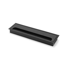 QWORK® Set of 2 desks cable guide rectangular cable passage with brush seal, aluminium alloy, 80 x 280 mm