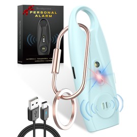 Personal Safety Alarm, USB Rechargeable 130 dB Loud Siren with Double Strobe lights, LED Flashlight, Low Battery Notice - Safe Sound Horn Help Women, Girls, Elderly Emergency Call, Incl Keychain, Blue