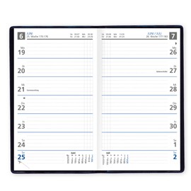 Sekunda Weekly Pocket Diary 2021, Pocket Planner in Blue with Address Book and PVC Cover in Black, Made in Germany