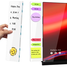 Crpich Large Acrylic Monitor Note Board – 13.2" x 3.3", 2 Pack White Screen-Safe Sticky Note Holders for Computer Side, Home Office Supplies