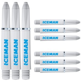 RED DRAGON Gerwyn Price Iceman White with Blue Signature Short Nylon Shafts with ring - 3 sets per pack (9 stems in total)