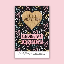 “Sending You Lots of Love” Pocket Hug Keepsake Token | Long-Distance Friendship Gift | Sentimental Thinking of You Token | Thoughtful Gift for Friends and Loved Ones | Wooden Keepsake Token of Love