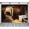 Loccor Fabric 9x6ft Empty Tomb Backdrop Christ Cross Crucifixion Resurrection