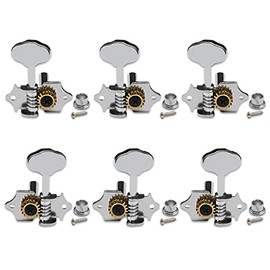 SAPHUE 3R3L 18:1 Gear Ratio Vintage Open Gear String Tuners Tuning Pegs Middle Hole for Classical Guitar Ukulele Chrome