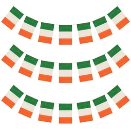 AKH® Irish Flag PVC Bunting | 10M / 33FT Long | St Patrick's Day Party Decorations | Green Shamrock & Irish Themed Hanging Bunting for Festive Celebrations & Events