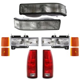 EPIC LIGHTING Replacement Spec Headlight Tail Signal Side Marker Light Set Compatible with GMC 94-99 Suburban Single Sealed Beam [ 10-Piece Combo ]