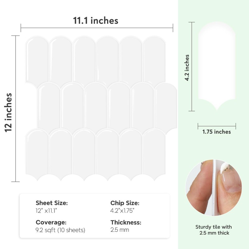 Vamos Tile Upgraded Thicker Design Peel and Stick Backsplash Tile,