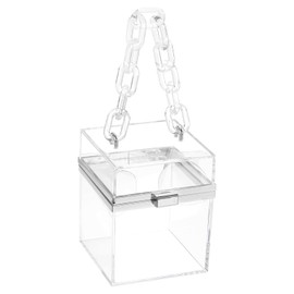 sourcing map Women Acrylic Clear Clutch Purses Square Evening Handbag Box Purse for Wedding Prom Party, Transparent/Silver