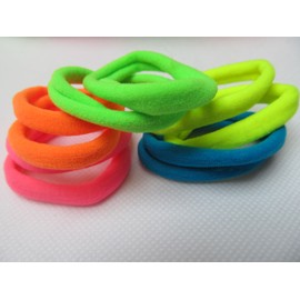 Fat-catz-copy-catz 80's Style Neon Coloured Hair Ponytail Girls Ladies Hair Bands Elastics (10x neon ponytail bands)