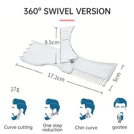 CATOR Beard Shaper Template Shaping Tool, Men's Beard Stencil, Transparent Styling Comb Stencil for Goatee, Moustache, Sideburns, Facial Hair, Trimming, Care Instructions (English language not guaranteed)