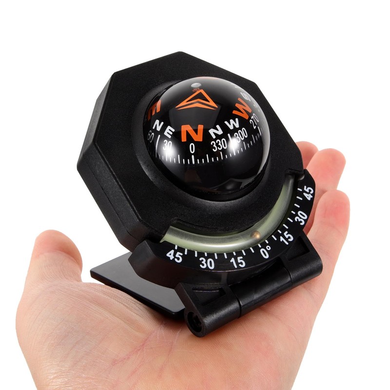 Yardwe Car Decoration Car Dash Compass Abs Black Car Compass