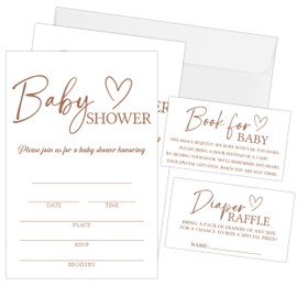 SIXEIGHT Minimalism Baby Shower Invitations for Boys Girls, 25 Sets Baby Shower Invites with Envelopes, Diaper Raffle Tickets & Books for Baby Cards, Gender Reveal Party Supplies Decorations-A16