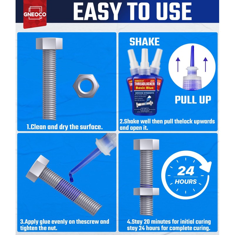 ThreadLocker Blue, Thread Lock Medium Strength Lock Tight for Nuts,