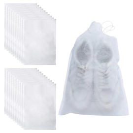 XPEX Pack of 30 32 x 48 cm Shoe Bags Travel Shoe Bag Dustproof Shoe Bags with Drawstring for Men and Women Travel Shoe Bags Made of Non-Woven Fabric for Storage - White, 20, Neck pouch